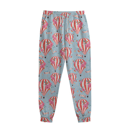 Floral Air Balloon Pattern Print Sweatpants