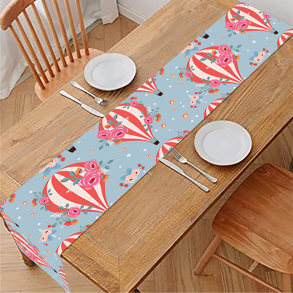 Floral Air Balloon Pattern Print Table Runner