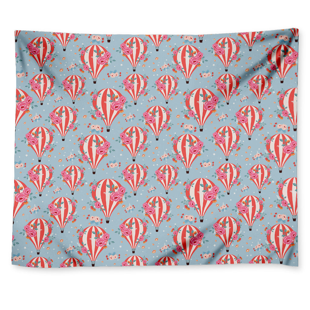 Floral Air Balloon Pattern Print Tapestry