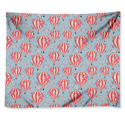 Floral Air Balloon Pattern Print Tapestry