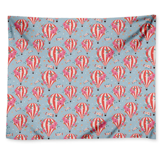 Floral Air Balloon Pattern Print Tapestry