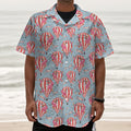 Floral Air Balloon Pattern Print Textured Short Sleeve Shirt