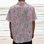 Floral Air Balloon Pattern Print Textured Short Sleeve Shirt
