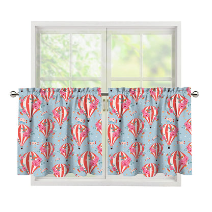 Floral Air Balloon Pattern Print Tier Curtains