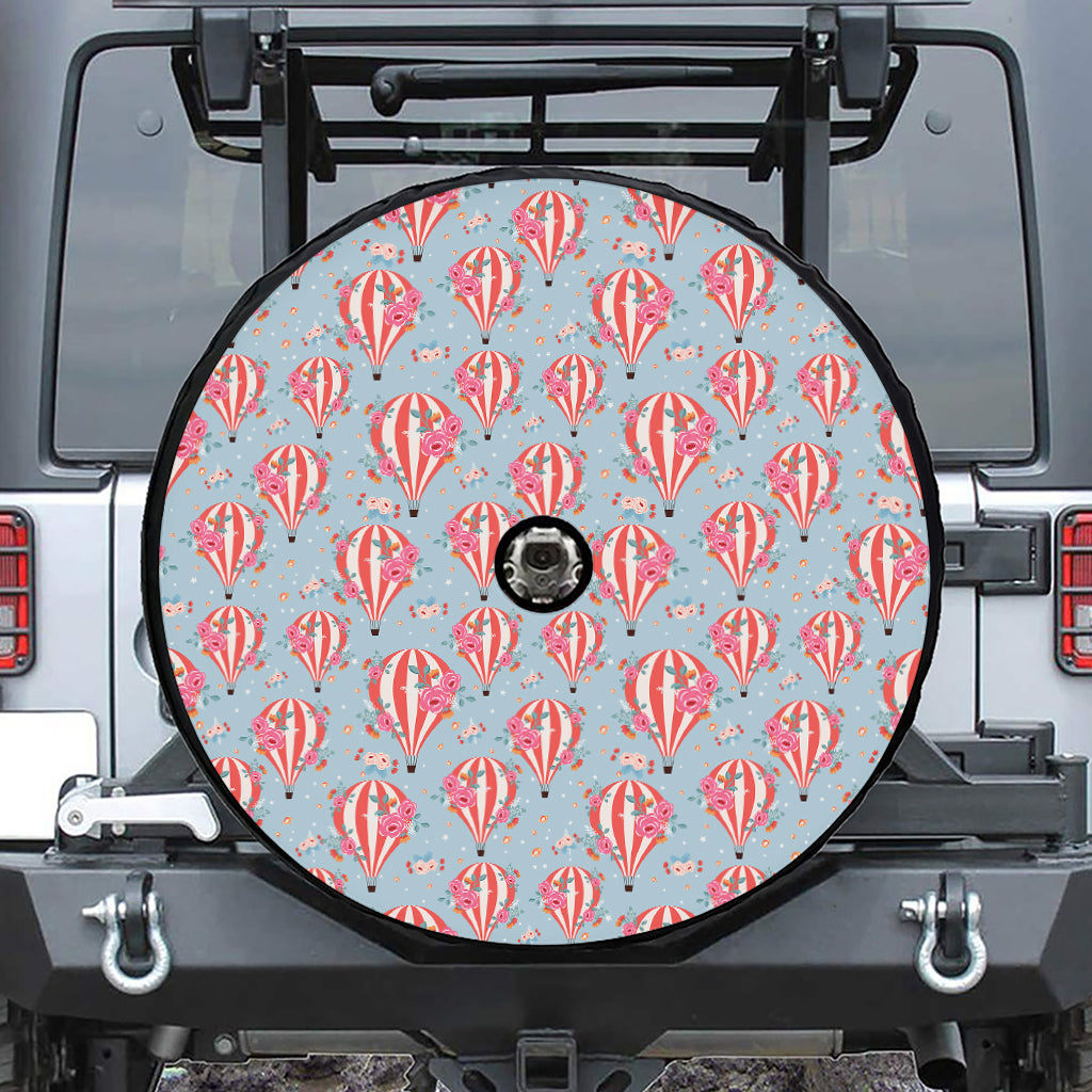 Floral Air Balloon Pattern Print Tire Cover With Camera Hole