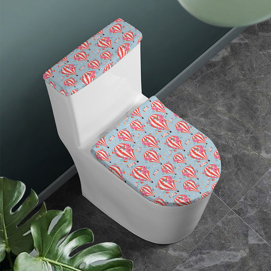 Floral Air Balloon Pattern Print Toilet Lid And Tank Cover Set