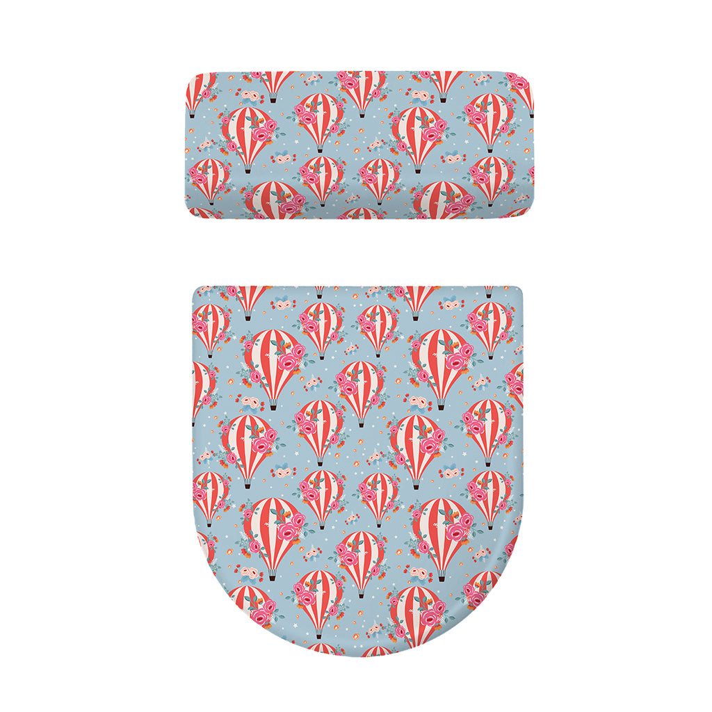 Floral Air Balloon Pattern Print Toilet Lid And Tank Cover Set