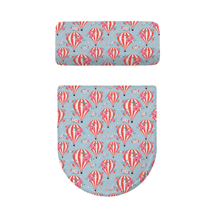 Floral Air Balloon Pattern Print Toilet Lid And Tank Cover Set