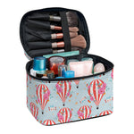 Floral Air Balloon Pattern Print Travel Makeup Bag