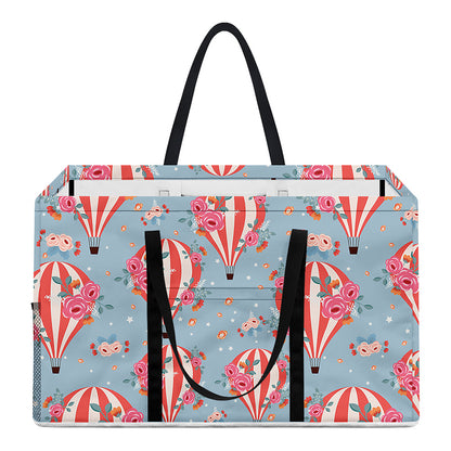 Floral Air Balloon Pattern Print Utility Tote Bag