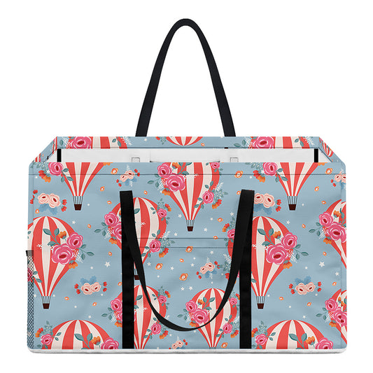 Floral Air Balloon Pattern Print Utility Tote Bag
