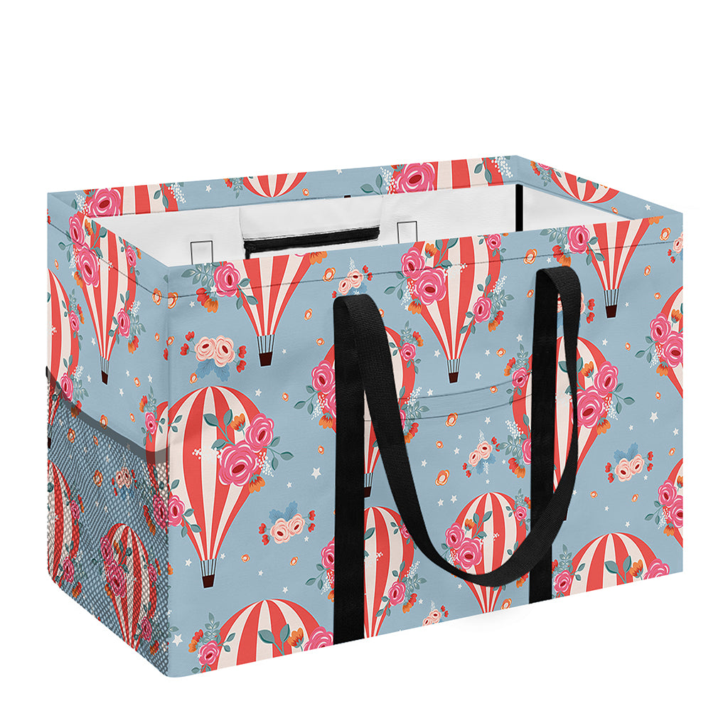 Floral Air Balloon Pattern Print Utility Tote Bag