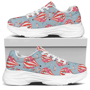 Floral Air Balloon Pattern Print White Chunky Shoes