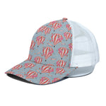 Floral Air Balloon Pattern Print White Mesh Trucker Cap