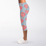 Floral Air Balloon Pattern Print Women's Capri Leggings