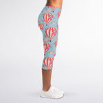 Floral Air Balloon Pattern Print Women's Capri Leggings