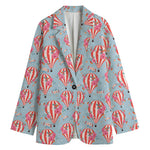 Floral Air Balloon Pattern Print Women's Cotton Blazer