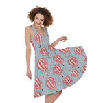 Floral Air Balloon Pattern Print Women's Sleeveless Dress