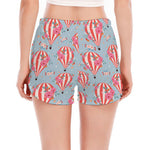 Floral Air Balloon Pattern Print Women's Split Running Shorts