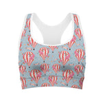 Floral Air Balloon Pattern Print Women's Sports Bra