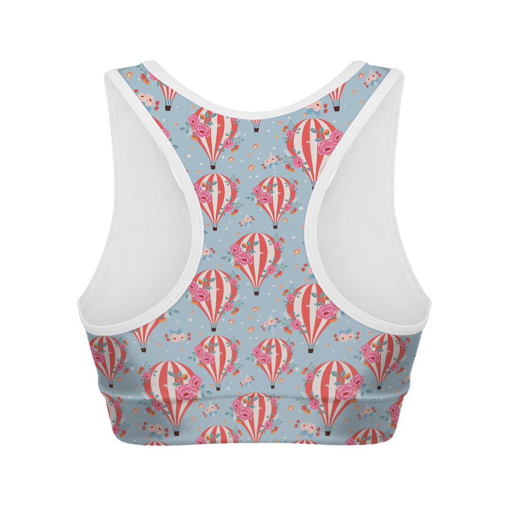 Floral Air Balloon Pattern Print Women's Sports Bra