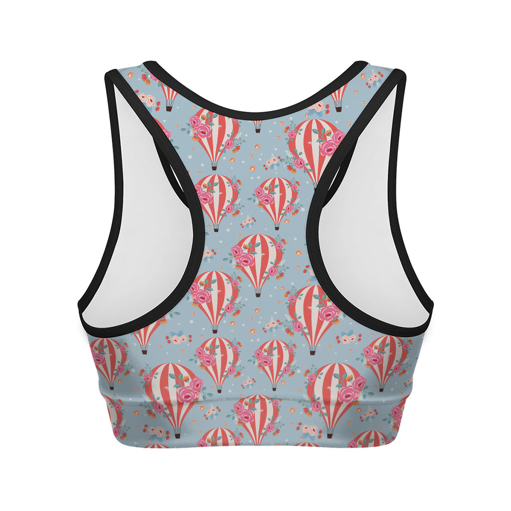 Floral Air Balloon Pattern Print Women's Sports Bra