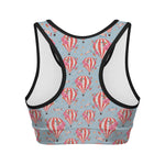 Floral Air Balloon Pattern Print Women's Sports Bra