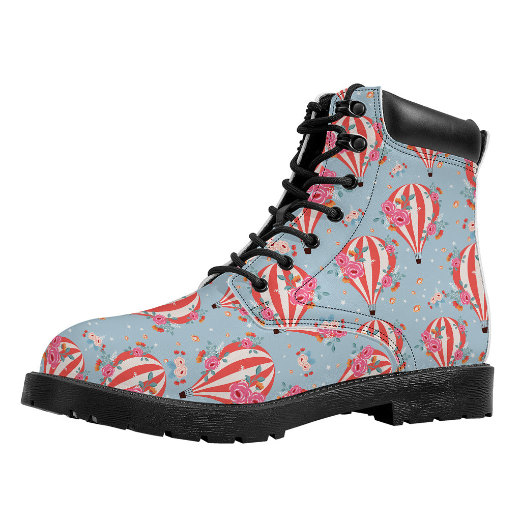 Floral Air Balloon Pattern Print Work Boots