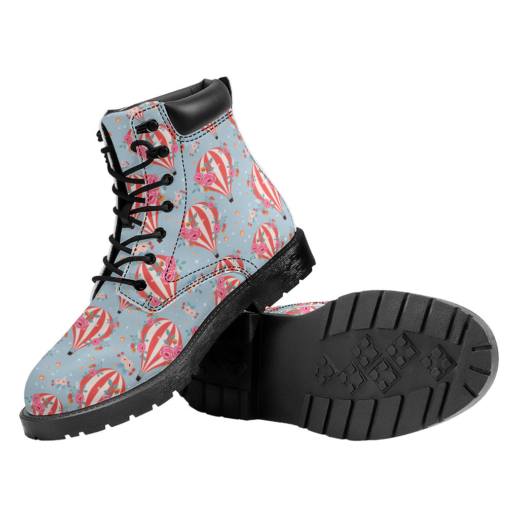 Floral Air Balloon Pattern Print Work Boots