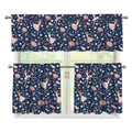 Floral Ballet Pattern Print 3 Piece Kitchen Curtains