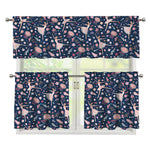 Floral Ballet Pattern Print 3 Piece Kitchen Curtains