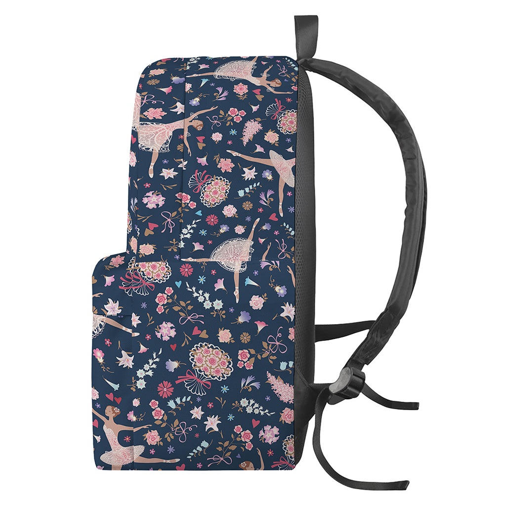 Floral Ballet Pattern Print Backpack