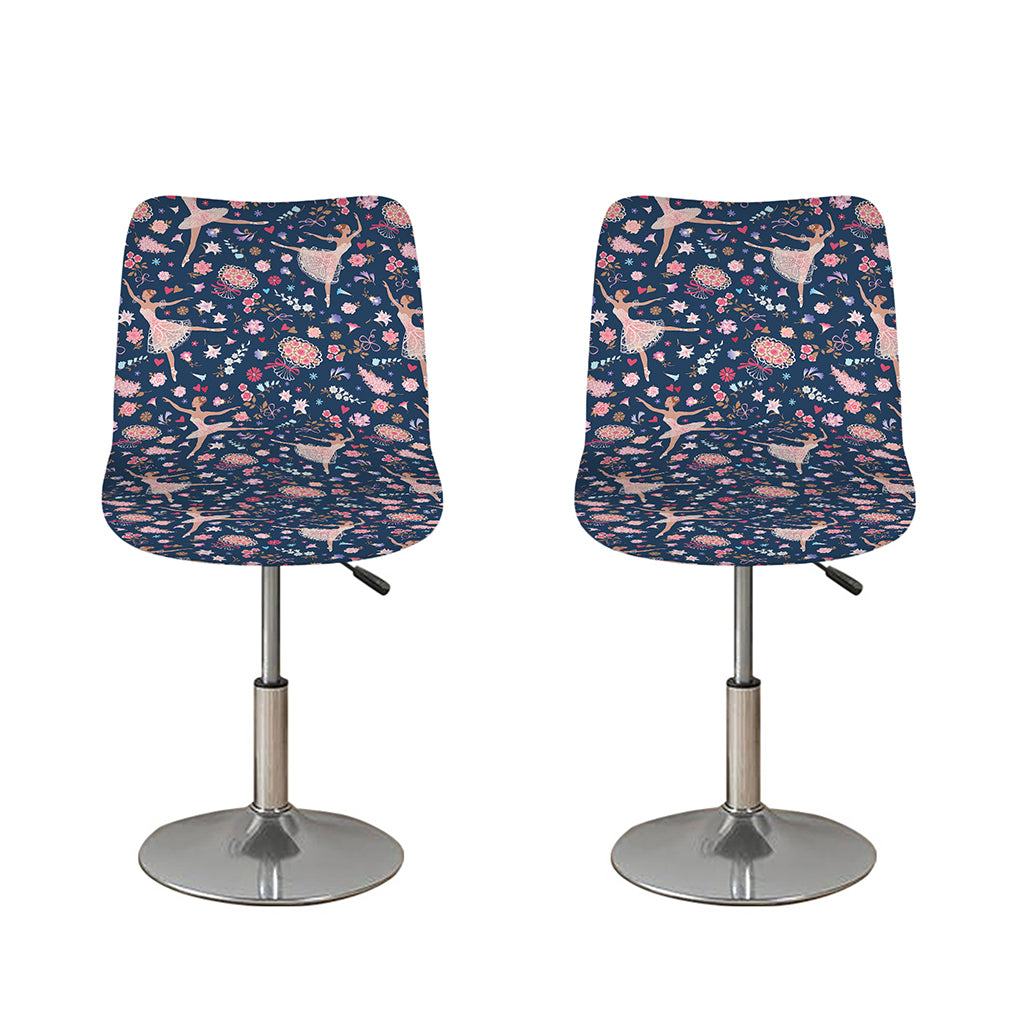 Floral Ballet Pattern Print Bar Stool Covers