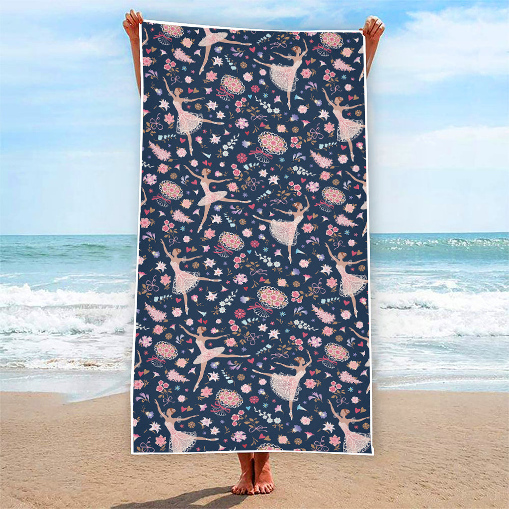 Floral Ballet Pattern Print Beach Towel