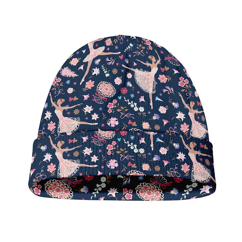 Floral Ballet Pattern Print Beanie