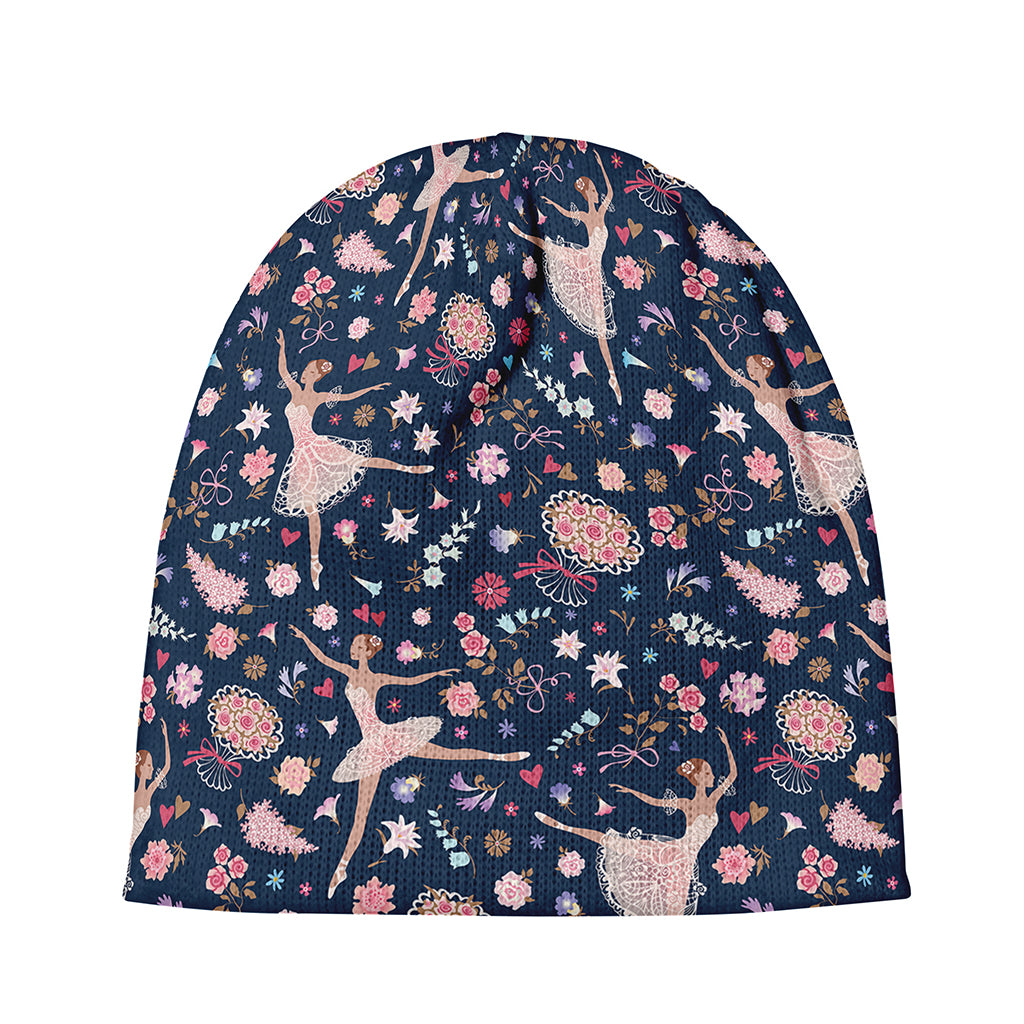 Floral Ballet Pattern Print Beanie