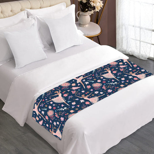 Floral Ballet Pattern Print Bed Runner