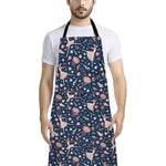 Floral Ballet Pattern Print Bib Apron With Pocket