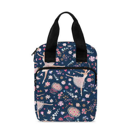 Floral Ballet Pattern Print Bible Tote Bag