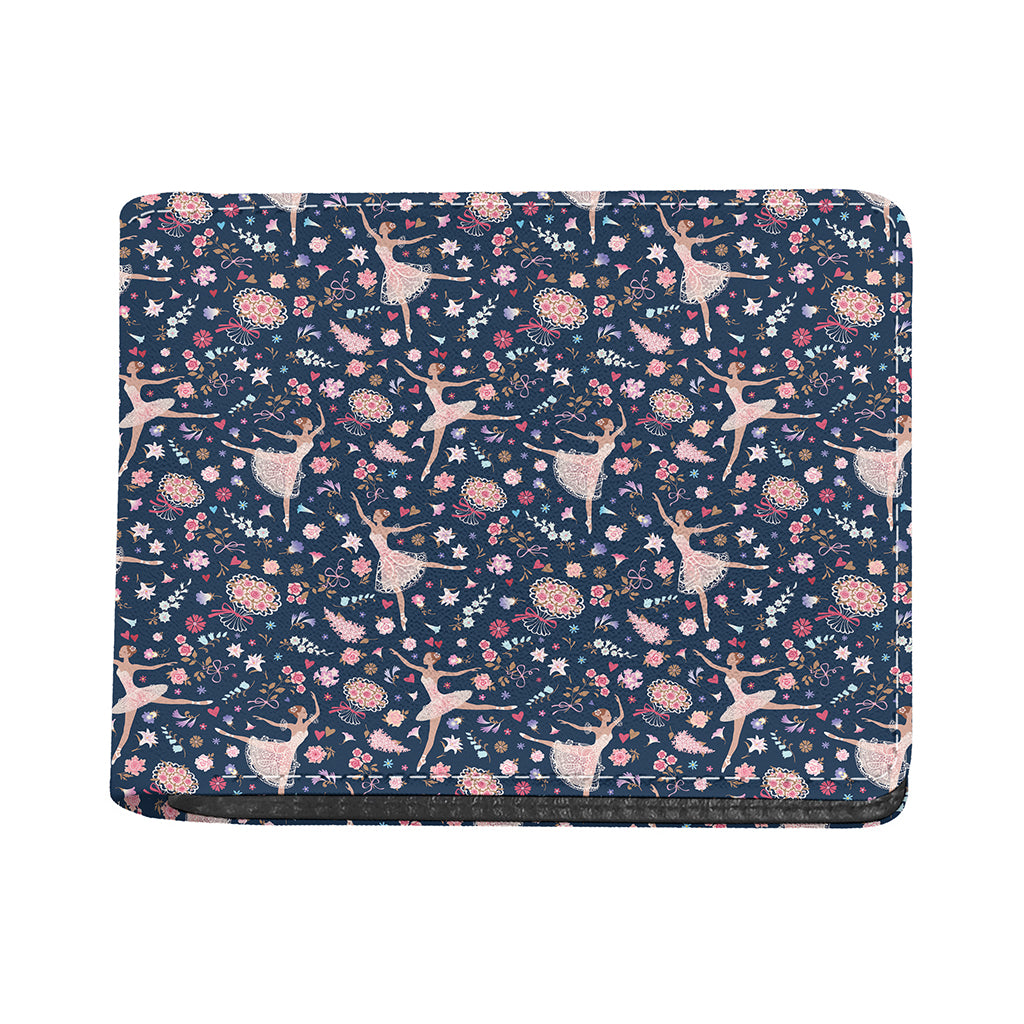 Floral Ballet Pattern Print Bifold Wallet