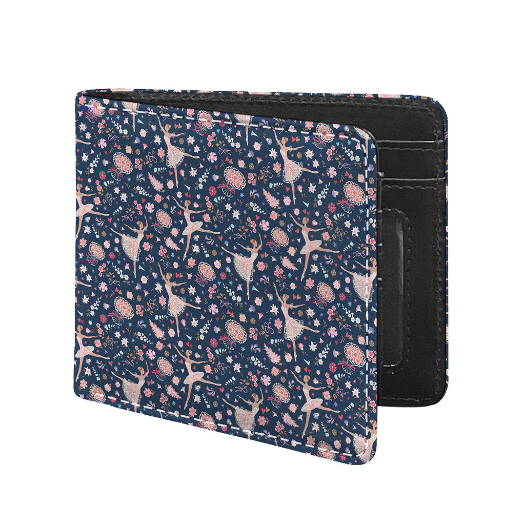 Floral Ballet Pattern Print Bifold Wallet