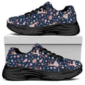 Floral Ballet Pattern Print Black Chunky Shoes