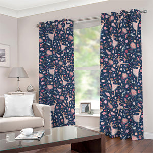 Floral Ballet Pattern Print Blackout Grommet Curtains