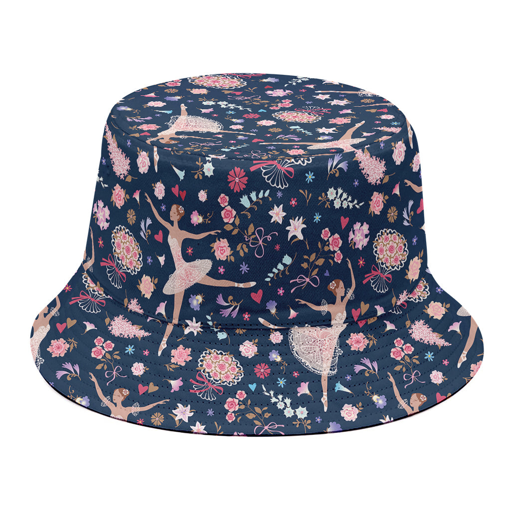 Floral Ballet Pattern Print Bucket Hat