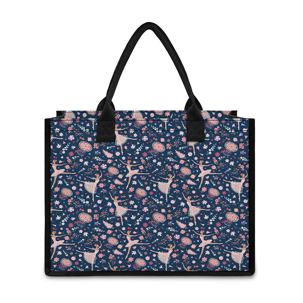 Floral Ballet Pattern Print Canvas Tote Bag