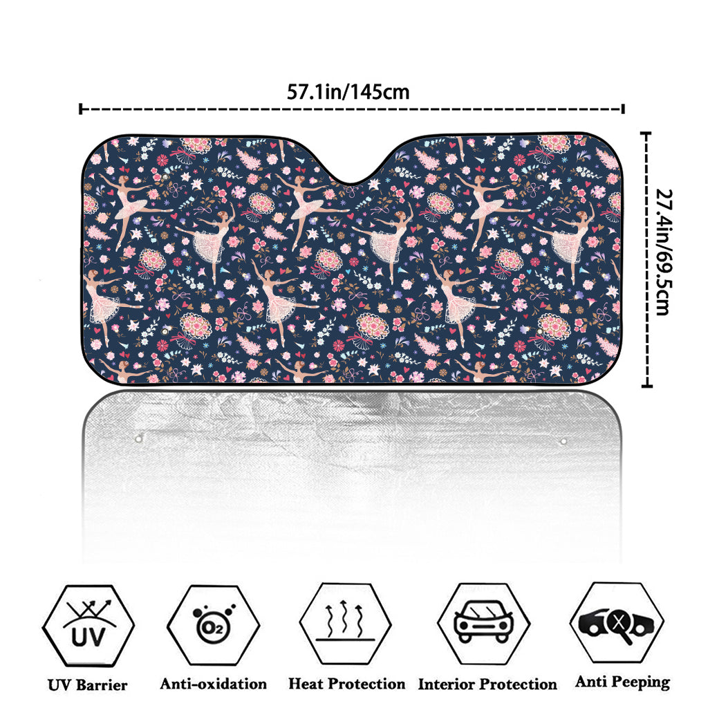 Floral Ballet Pattern Print Car Windshield Sun Shade