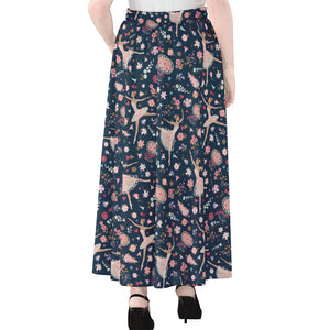 Floral Ballet Pattern Print Chiffon Maxi Skirt