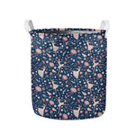 Floral Ballet Pattern Print Collapsible Laundry Basket