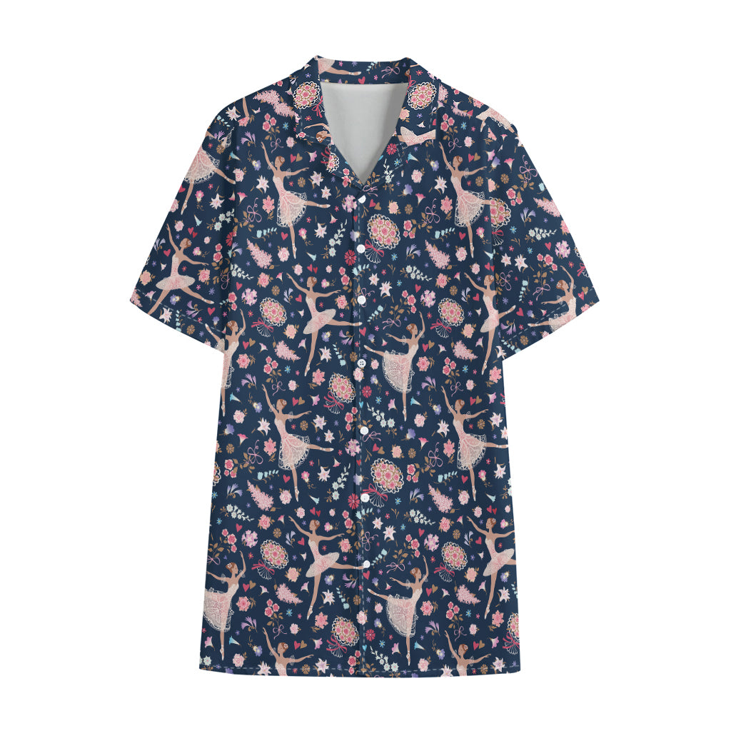 Floral Ballet Pattern Print Cotton Hawaiian Shirt