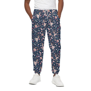 Floral Ballet Pattern Print Cotton Pants